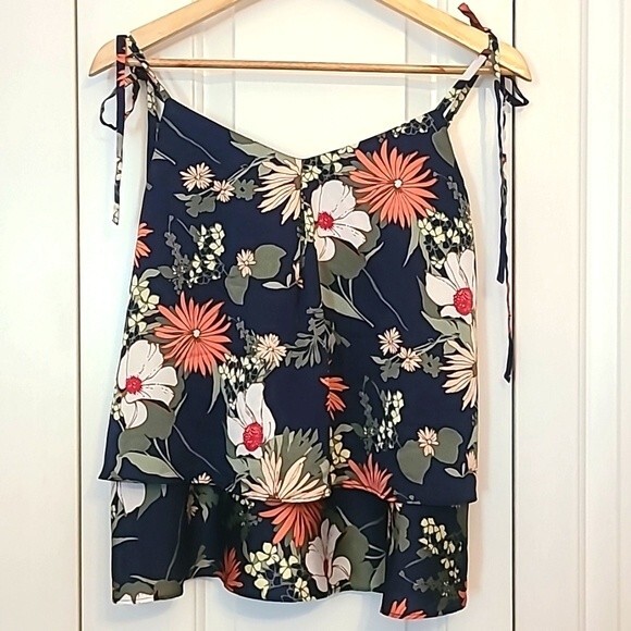 Banana Republic Tropical Floral Tiered Tank Adjustable Strap Top Size S - Picture 1 of 8